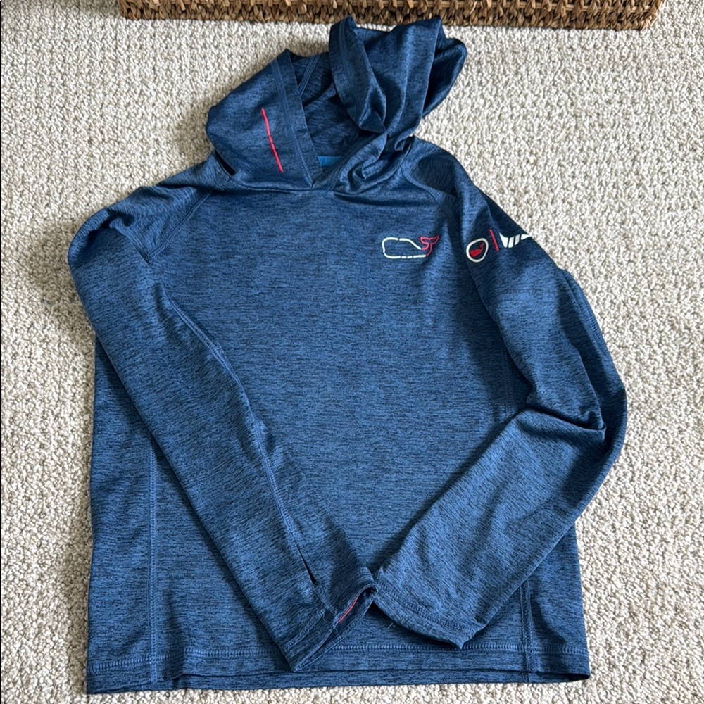 Vineyard Vines Blue Hooded Long Sleeve Shirt